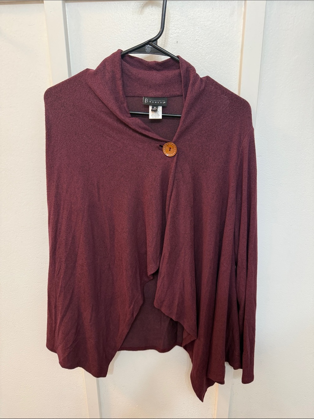 Collection B Wine Draped Button-Front Poncho